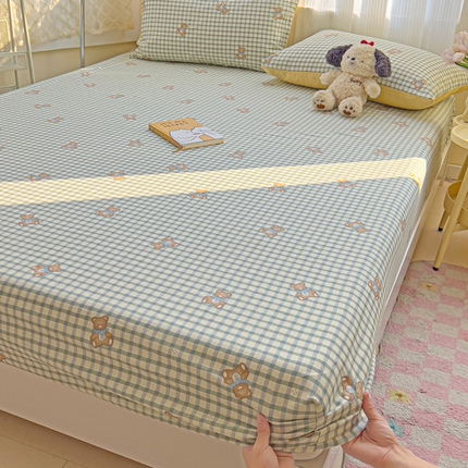 91家纺网 家纺一手货源 找家纺 棉生活家纺 2025新款ins全棉小清新系列单品床笠 小熊之家