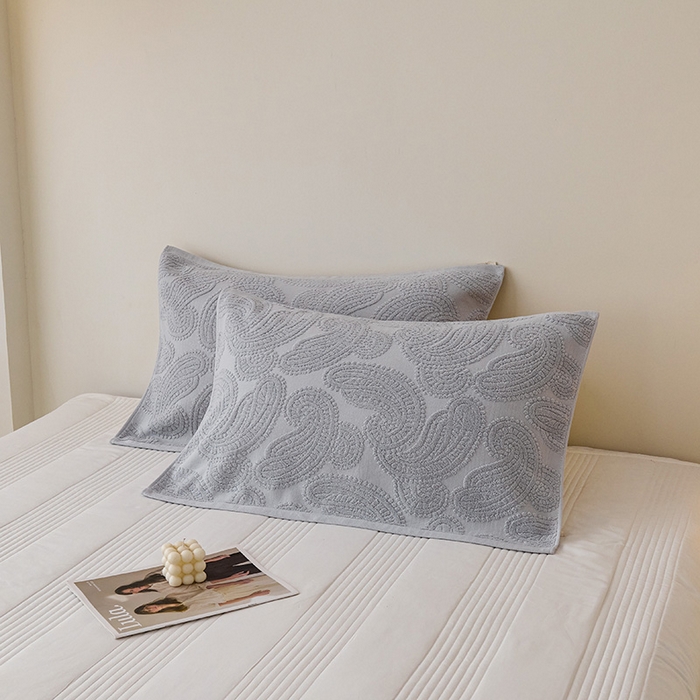 91家纺网 家纺一手货源 找家纺 悦然毛巾被 2025新款全棉老式枕巾毛圈款 海派旧韵浅灰一只