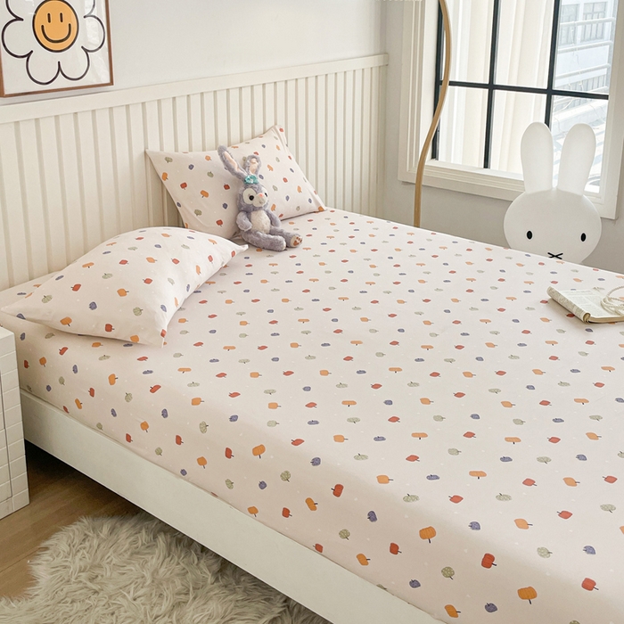 91家纺网 家纺一手货源 找家纺 芯元素 2025新款针织双层纱印花床笠 小南瓜