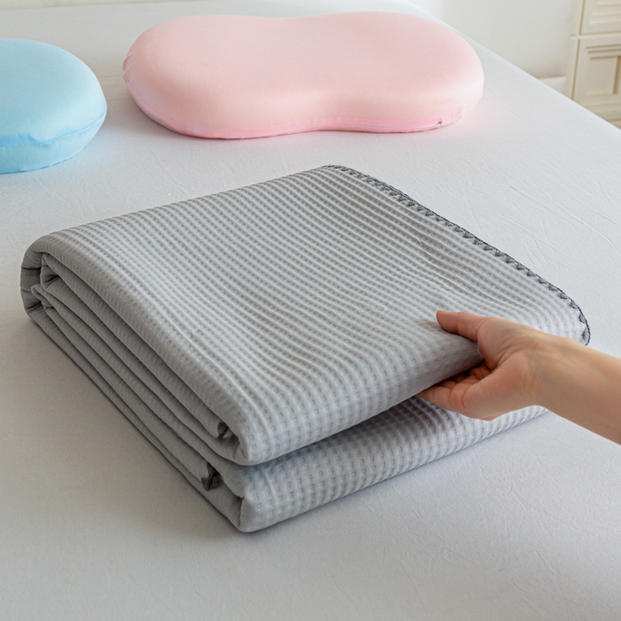 91家纺网 家纺一手货源 找家纺 柏薇2025新款A类华夫格400g凉感丝盖毯多功能双面用凉感夏凉被 双面纯凉感-星空灰