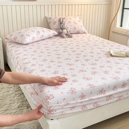 芯元素 2025新款针织双层纱印花床笠 花朝如约