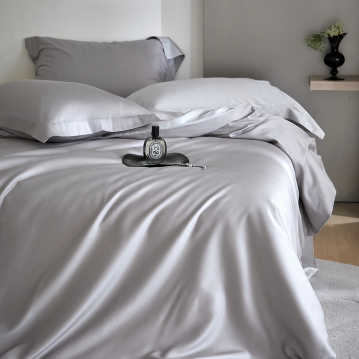 91家纺网 家纺一手货源 找家纺 金奇达2025新款【可芙】-轻氧水光天丝棉四件套（标准号全网控价（折后券后）不低于238元） 可芙-灰灰