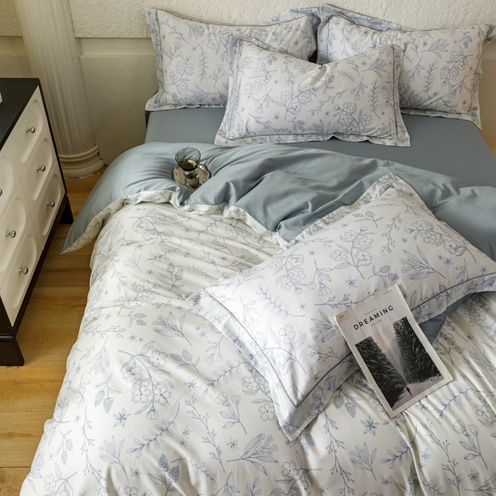 91家纺网 家纺一手货源 找家纺 金奇达2025新款【东方诗意】-轻氧水光莱赛尔（标准号全网控价（折后券后）不低于268） 洛晨蓝叶