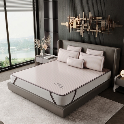 好眠好梦家纺 2025新款时尚条纹凉席 黄色 床席款