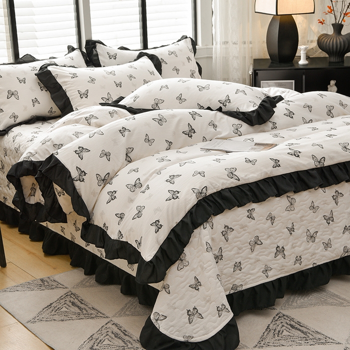 91家纺网 家纺一手货源 找家纺 （总）斯尔顿 2025新款水洗棉赫本风床盖四件套