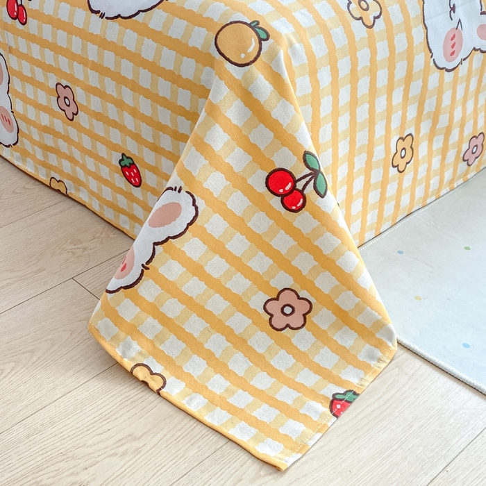 91家纺网 家纺一手货源 找家纺 米柳2025新款原棉老粗布凉席系列 樱桃兔