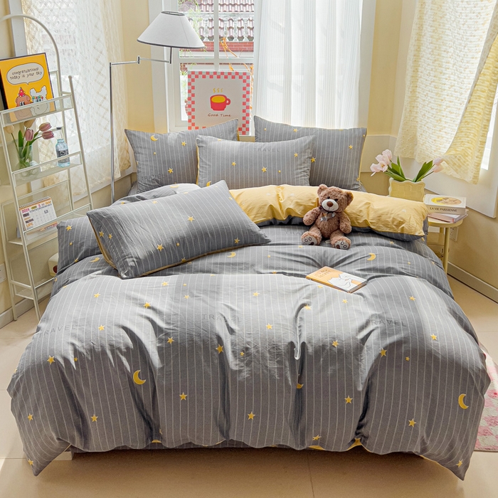 91家纺网 家纺一手货源 找家纺 棉生活家纺 2025新款ins全棉小清新系列四件套 星星月亮