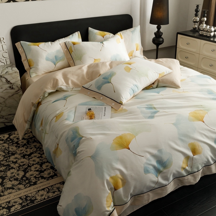 91家纺网 家纺一手货源 找家纺 金奇达2025新款【浮光半夏】-茧养莱赛尔四件套（标准号全网控价（折后券后）不低于258元） 嫣然时光