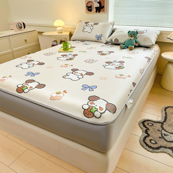 91家纺网 家纺一手货源 找家纺 雯豆家纺 2025夏季新品冰藤印花床笠三件套加厚冰丝软藤席小清新印花床罩单件 冰藤席-床笠款-熊熊幻想