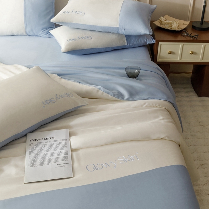 91家纺网 家纺一手货源 找家纺 金奇达2025新款【黛拉】-茧养莱赛尔四件套（标准号全网控价（折后券后）不低于228元） 黛拉-海风蓝