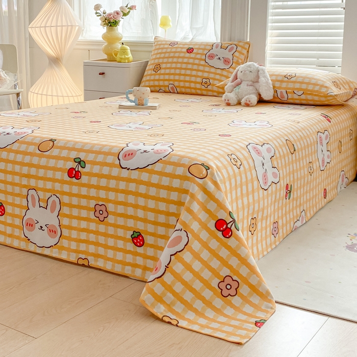 91家纺网 家纺一手货源 找家纺 米柳2025新款原棉老粗布凉席系列 樱桃兔