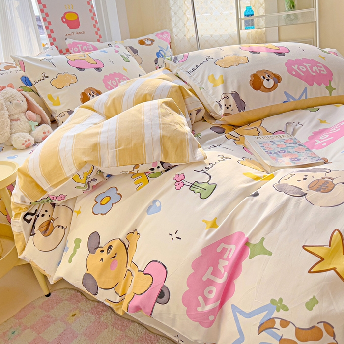 91家纺网 家纺一手货源 找家纺 棉生活家纺 2025新款ins全棉小清新系列四件套 跳动节奏