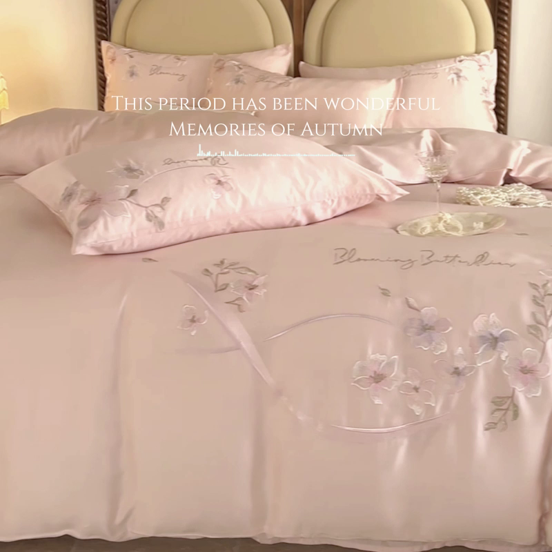 91家纺网 家纺一手货源 找家纺 爱缦 新款60支莱赛尔四件套-至真系列 玉粉