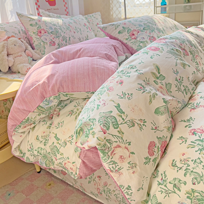 91家纺网 家纺一手货源 找家纺 棉生活家纺 2025新款ins全棉小清新系列四件套 莎莉娅