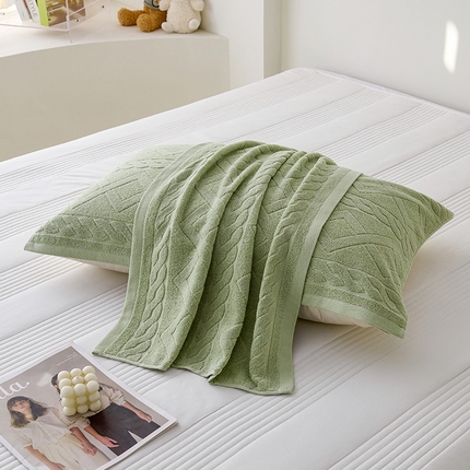 91家纺网 家纺一手货源 找家纺 悦然毛巾被 2025新款全棉老式枕巾毛圈款 旧时光灰青一只