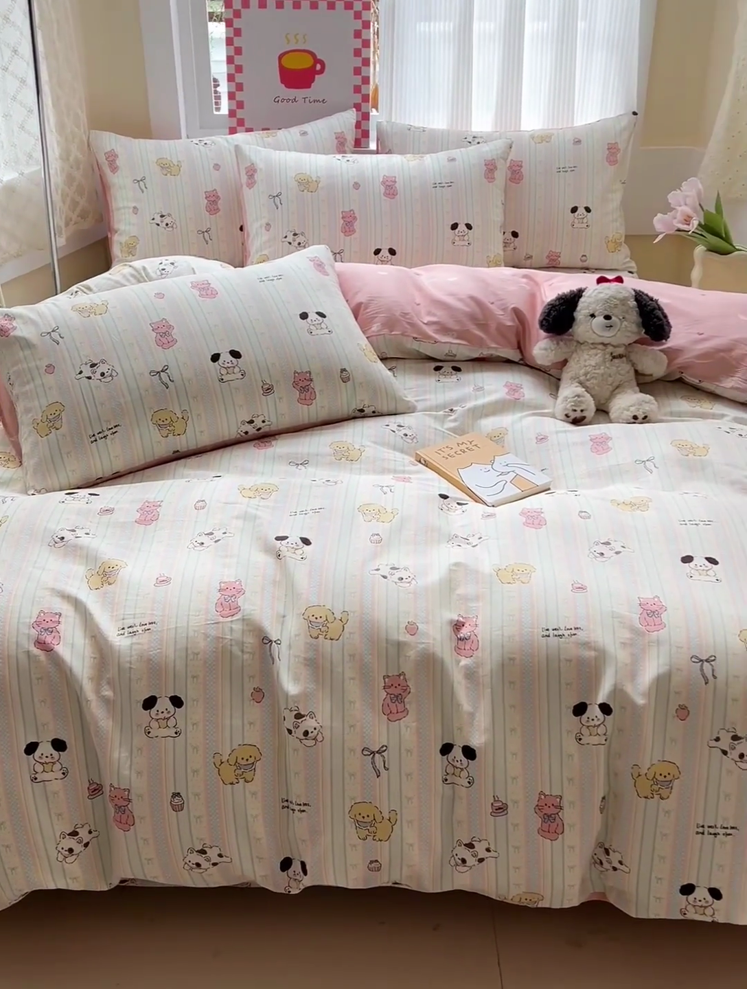 91家纺网 家纺一手货源 找家纺 棉生活家纺 2025新款ins全棉小清新系列四件套 治愈萌宠