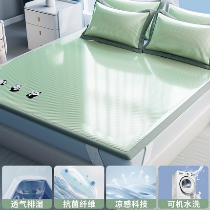 孩子王家纺 2025新款轻柔丝凉席冰丝席-白熊日记系列 床席款-苹果绿