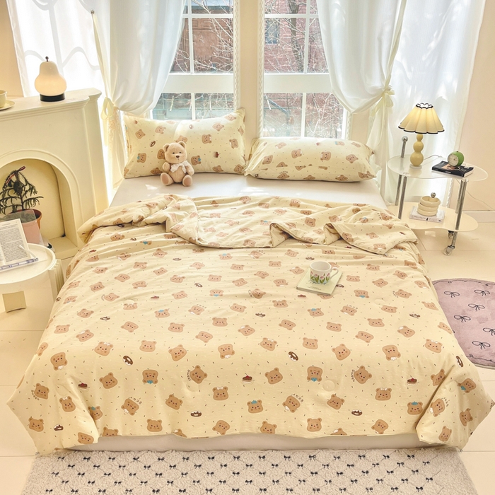 91家纺网 家纺一手货源 找家纺 星巴k家纺 2025糯糯棉A类大豆蛋白纤维夏凉被双层纱水洗棉夏被大豆被 芝士小熊