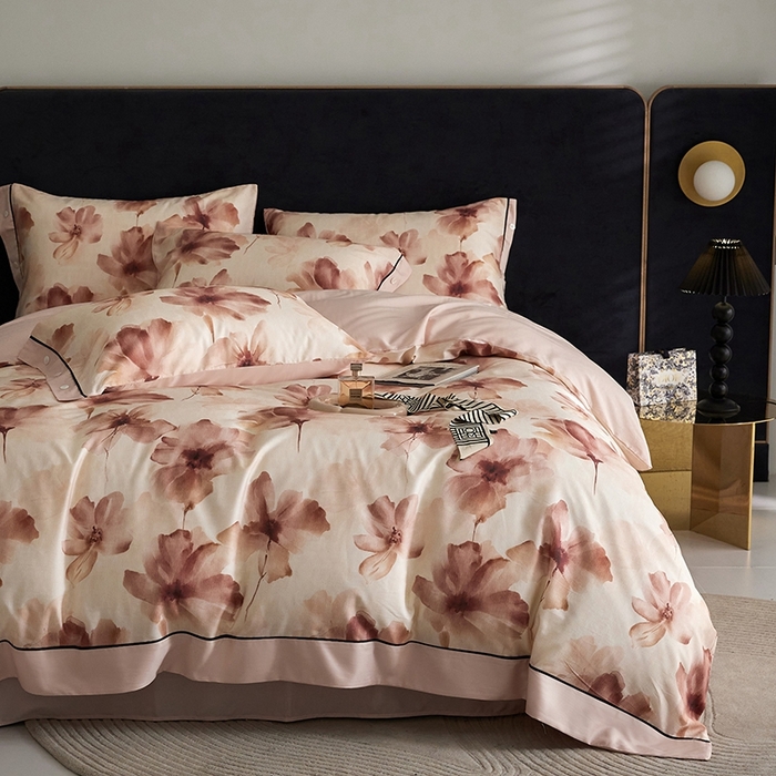 91家纺网 家纺一手货源 找家纺 （总）金奇达2025新款【浮光花漾】-茧养莱赛尔四件套（标准号全网控价（折后券后）不低于258元）