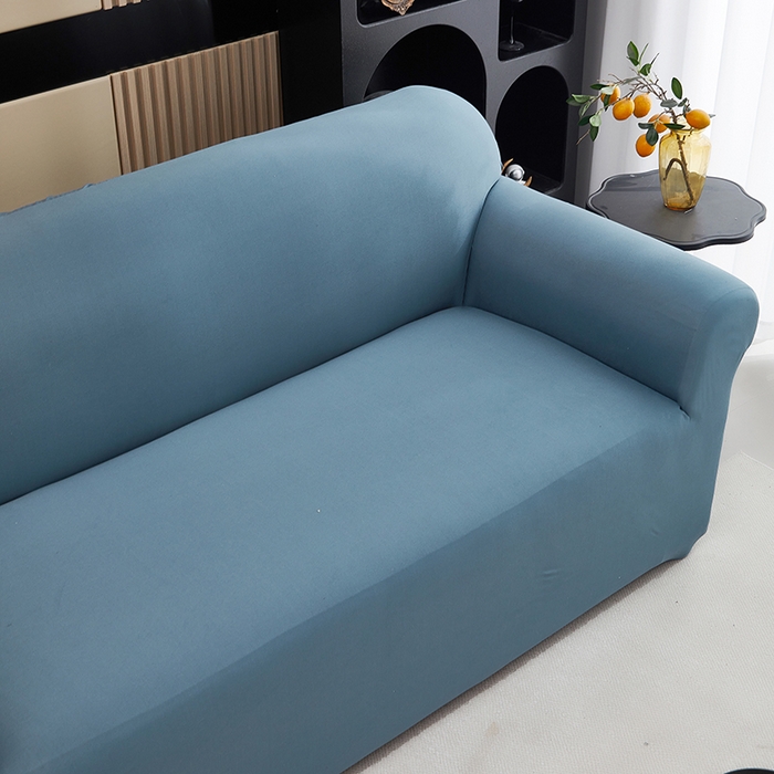 91家纺网 家纺一手货源 找家纺 共鸣沙发套 新款牛奶丝覆膜防水纯色系列沙发套 孔雀蓝