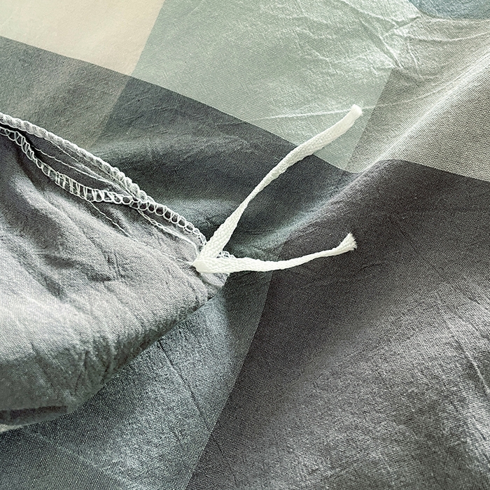 91家纺网 家纺一手货源 找家纺 喜四方 2025新款全棉色织水洗棉四件套 米夕大格-灰