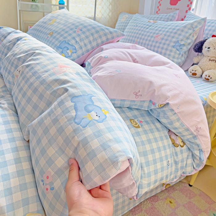 91家纺网 家纺一手货源 找家纺 棉生活家纺 2025新款ins全棉小清新系列四件套 星星发夹狗