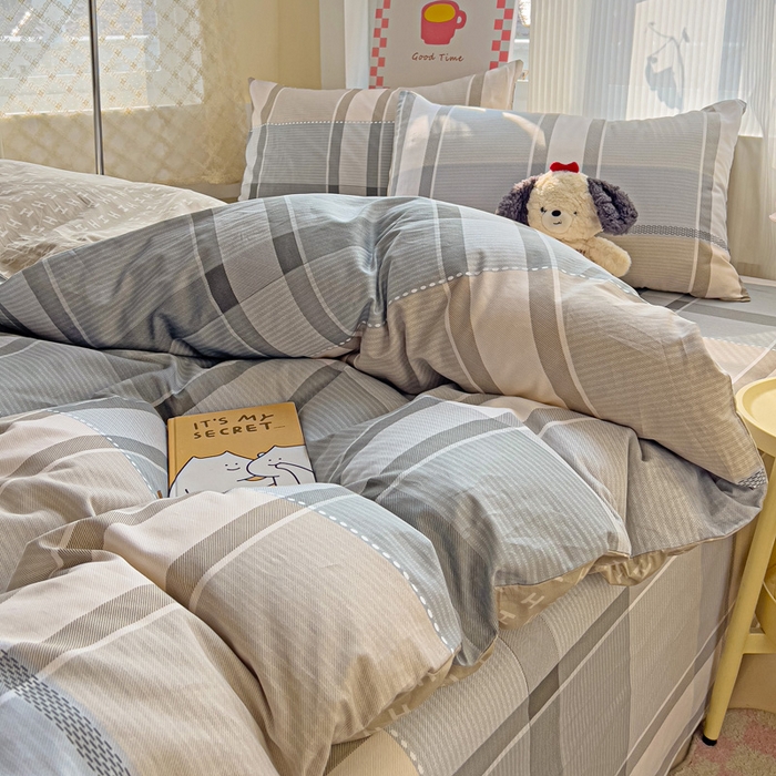 91家纺网 家纺一手货源 找家纺 棉生活家纺 2025新款ins全棉小清新系列四件套 追光