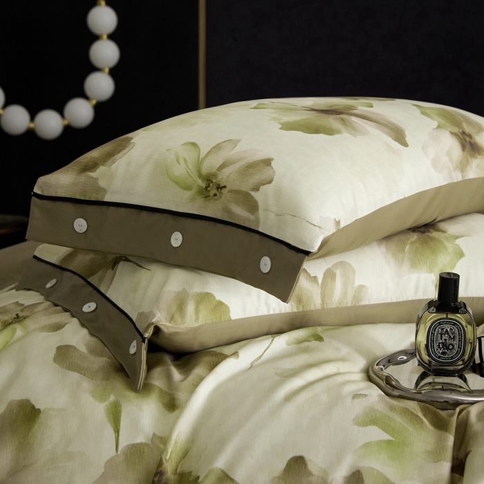 91家纺网 家纺一手货源 找家纺 金奇达2025新款【浮光花漾】-茧养莱赛尔四件套（标准号全网控价（折后券后）不低于258元） 南栀-古绿