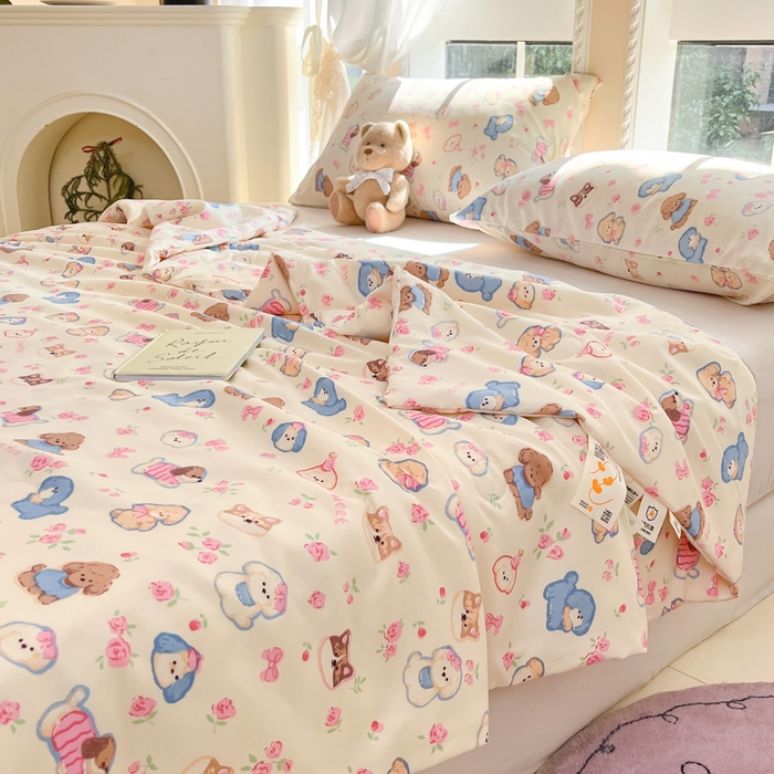 91家纺网 家纺一手货源 找家纺 星巴k家纺 2025糯糯棉A类大豆蛋白纤维夏凉被双层纱水洗棉夏被大豆被 油画萌宠