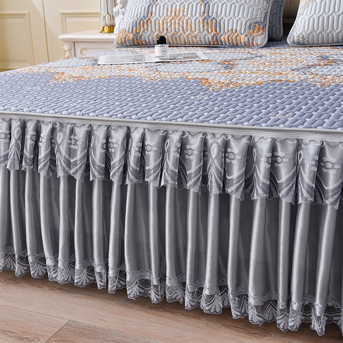 91家纺网 家纺一手货源 找家纺 诺梵 2025新款可拆卸乳胶凉席三件套床裙款 克拉恋人