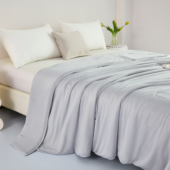 91家纺网 家纺一手货源 找家纺 仟网汇 新款氨纶凉感天丝夏被子被芯冰激凌夏被西瓜凉感丝 冰川灰