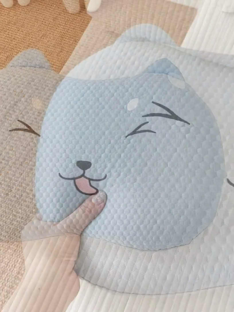 91家纺网 家纺一手货源 找家纺  2025新款慢回弹冰豆凉枕枕头枕芯 猫肚冰枕 蓝