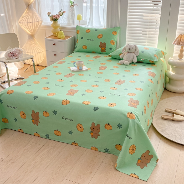 91家纺网 家纺一手货源 找家纺 米柳2025新款原棉老粗布凉席系列 南瓜小熊