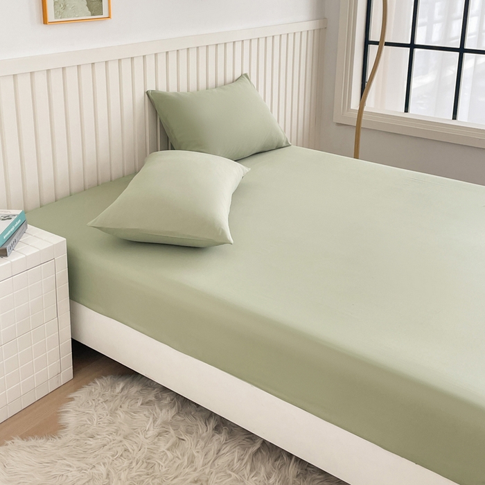 91家纺网 家纺一手货源 找家纺 芯元素 2025新款针织双层纱印花床笠 薄荷绿