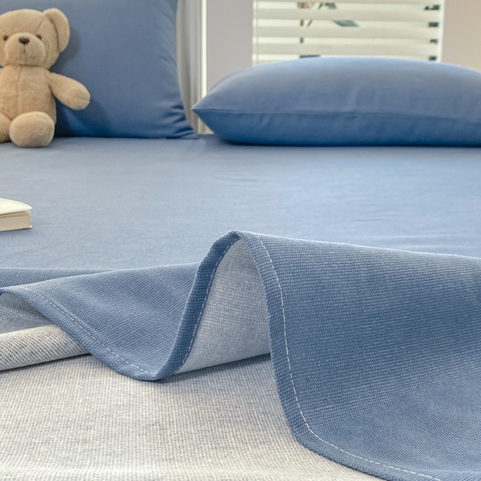 91家纺网 家纺一手货源 找家纺 米柳2025新款原棉老粗布凉席系列 海洋蓝