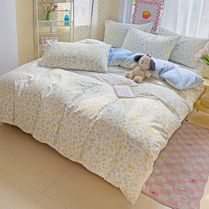 91家纺网 家纺一手货源 找家纺 棉生活家纺 2025新款ins全棉小清新系列四件套 向阳花开