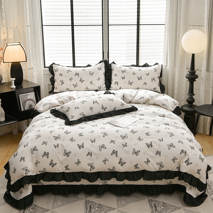 91家纺网 家纺一手货源 找家纺 （总）斯尔顿 2025新款水洗棉赫本风床盖四件套