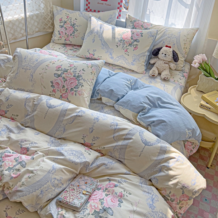 91家纺网 家纺一手货源 找家纺 棉生活家纺 2025新款ins全棉小清新系列四件套 夏日静香