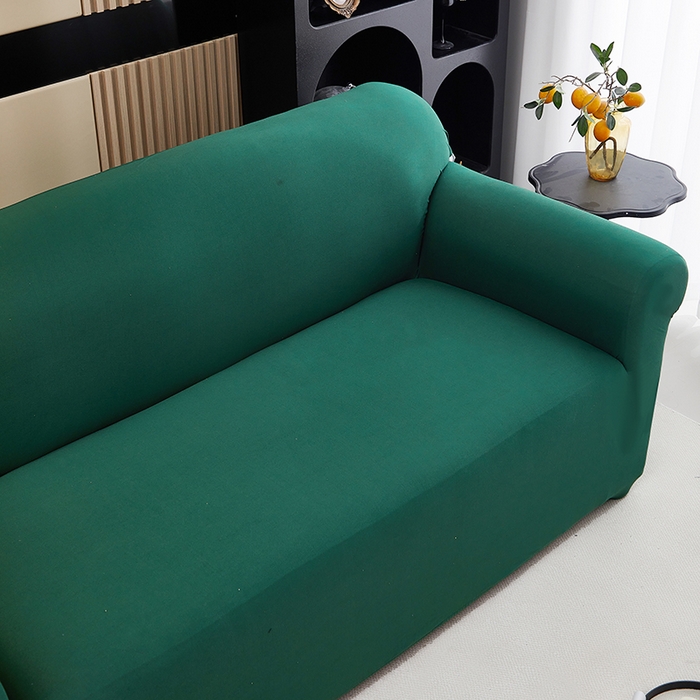 91家纺网 家纺一手货源 找家纺 共鸣沙发套 新款牛奶丝覆膜防水纯色系列沙发套 墨绿色