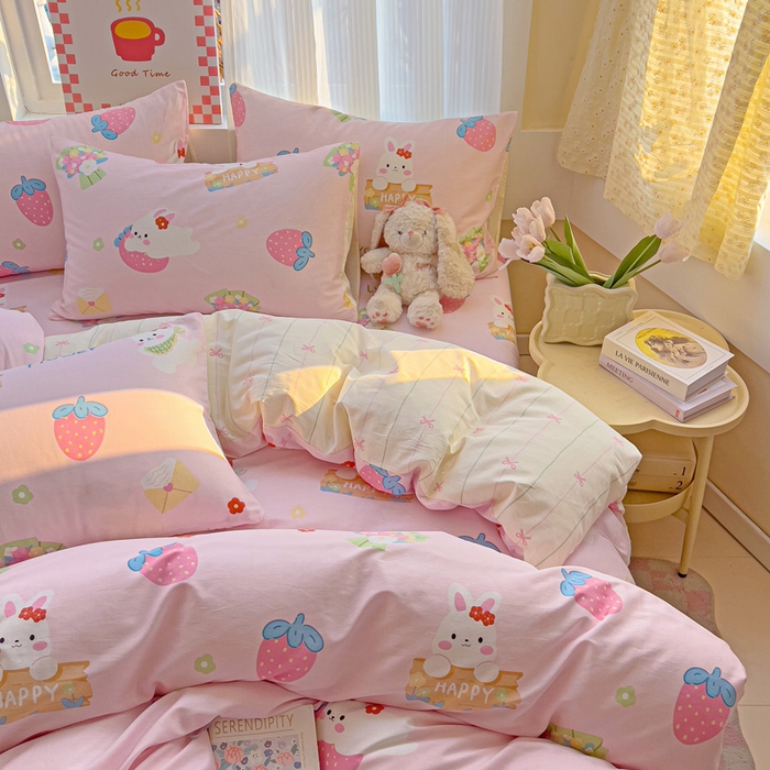 91家纺网 家纺一手货源 找家纺 棉生活家纺 2025新款ins全棉小清新系列四件套 奇趣欢乐园