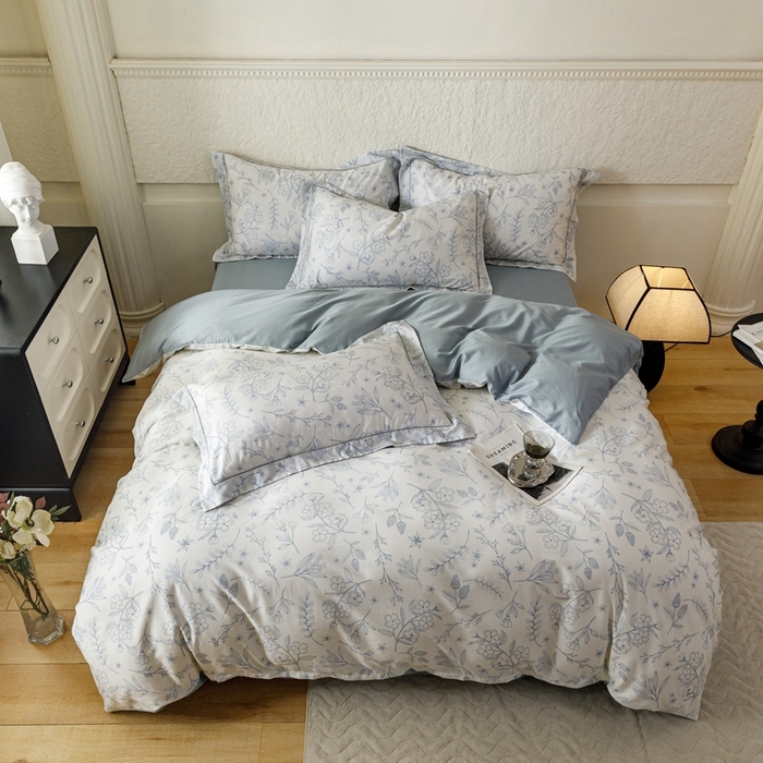 91家纺网 家纺一手货源 找家纺 金奇达2025新款【东方诗意】-轻氧水光莱赛尔（标准号全网控价（折后券后）不低于268） 洛晨蓝叶