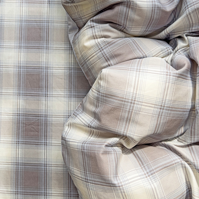 91家纺网 家纺一手货源 找家纺 棉生活家纺 2025新款ins全棉小清新系列四件套 摩卡条纹