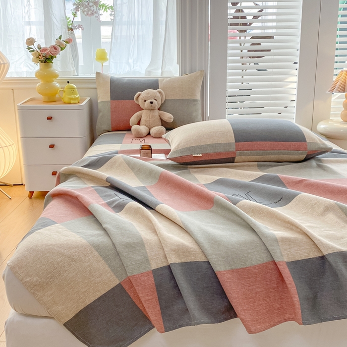 91家纺网 家纺一手货源 找家纺 米柳2025新款原棉老粗布凉席系列 色彩大格