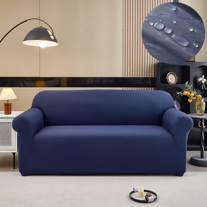 91家纺网 家纺一手货源 找家纺 共鸣沙发套 新款牛奶丝覆膜防水纯色系列沙发套 藏蓝色
