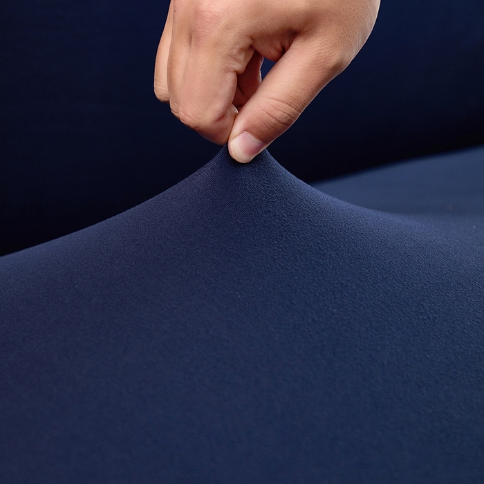 91家纺网 家纺一手货源 找家纺 共鸣沙发套 新款牛奶丝覆膜防水纯色系列沙发套 藏蓝色