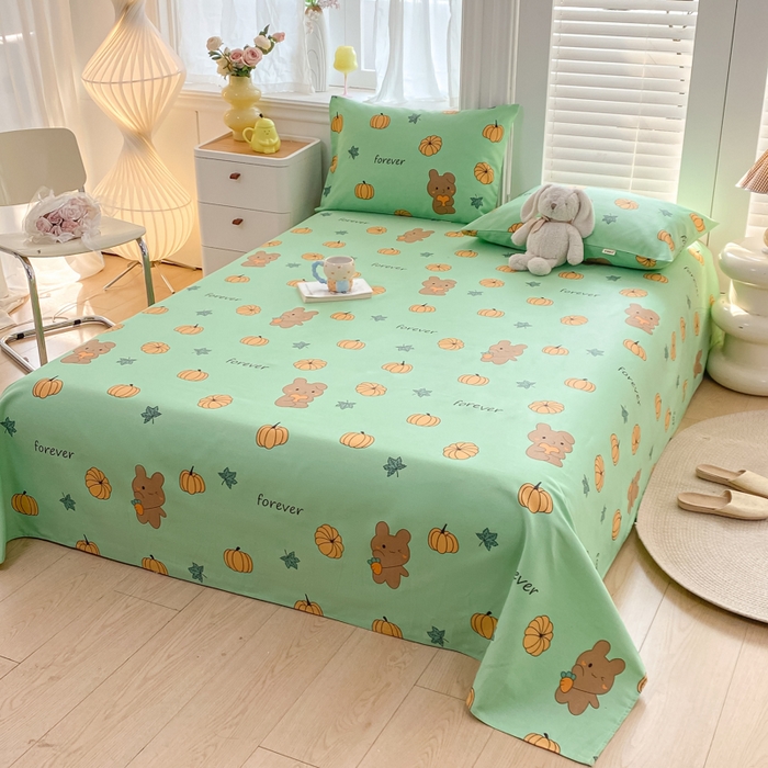 91家纺网 家纺一手货源 找家纺 米柳2025新款原棉老粗布凉席系列 南瓜小熊