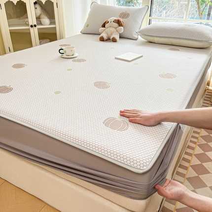 卡伦2025新款凉感丝凉豆豆凉席床笠提花系列 凉豆豆-南瓜咖