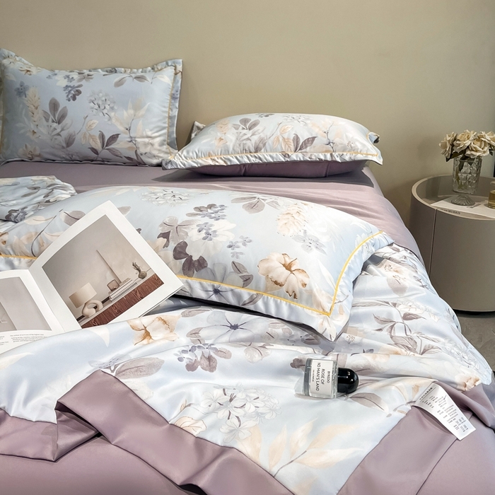 91家纺网 家纺一手货源 找家纺 佳品居 2025新款直播水洗天丝夏被冰丝夏凉被空调被四件套 羽叶