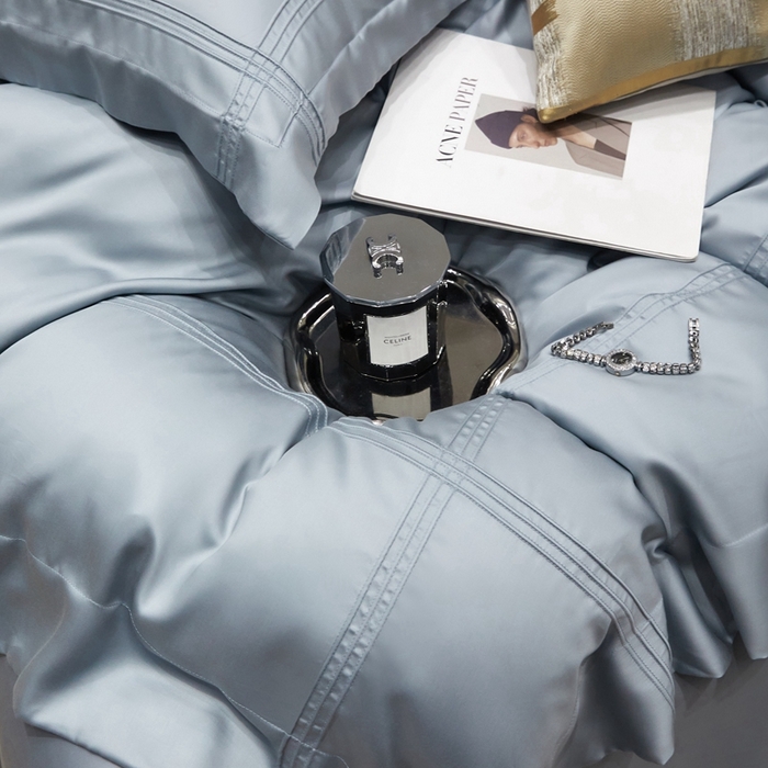 91家纺网 家纺一手货源 找家纺 金奇达2025新款茧养莱赛尔四件套-CR埋绳（标准号全网控价（折后券后）不低于258元） 摩卡蓝