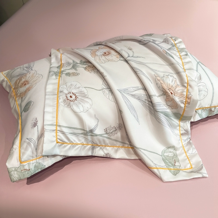 91家纺网 家纺一手货源 找家纺 佳品居 2025新款直播水洗天丝夏被冰丝夏凉被空调被四件套 兮颜粉